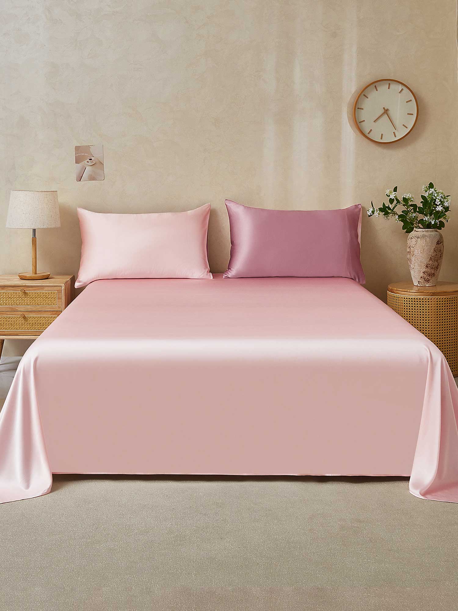 [PaleMauve+LightPink] SilkSilky-UK 19Momme Pure Silk Bedding Set 001,