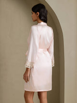 [Pink] SilkSilky-UK 3/4 Sleeve Women's Dressing Gown 002