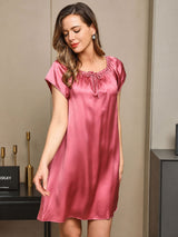 [Pale Mauve] SilkSilky-UK Cap Sleeve Square Neck Nightdress 004
