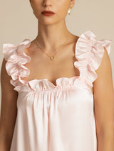 [Pink] SilkSilky-UK Sleeveless Square Neck Nightdress 004