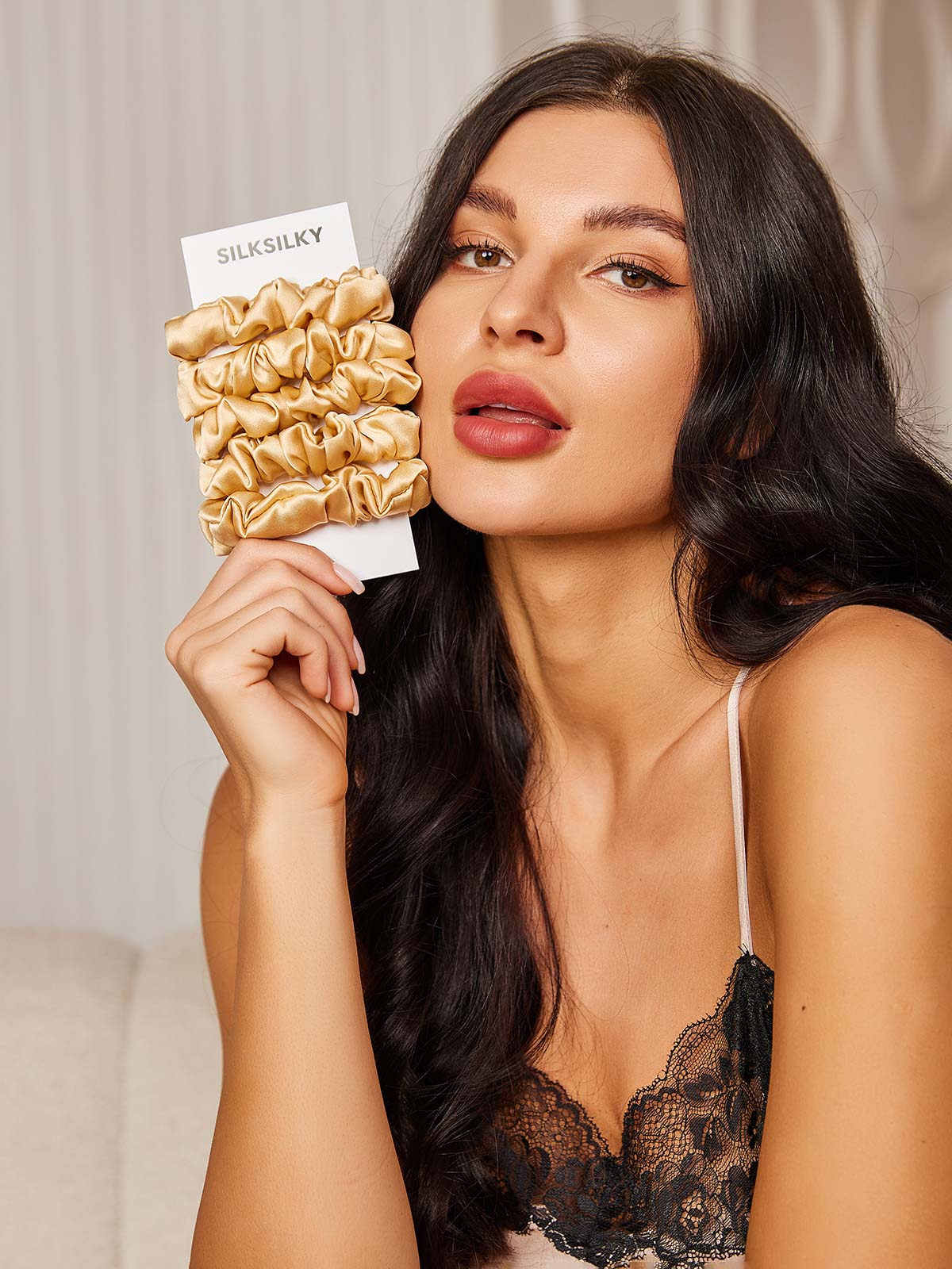 [Champagne] SilkSilky-UK 19Momme Pure Silk Scrunchie 002