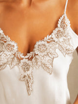[White] SilkSilky-UK Spaghetti Strap V Neck Nightdress 004
