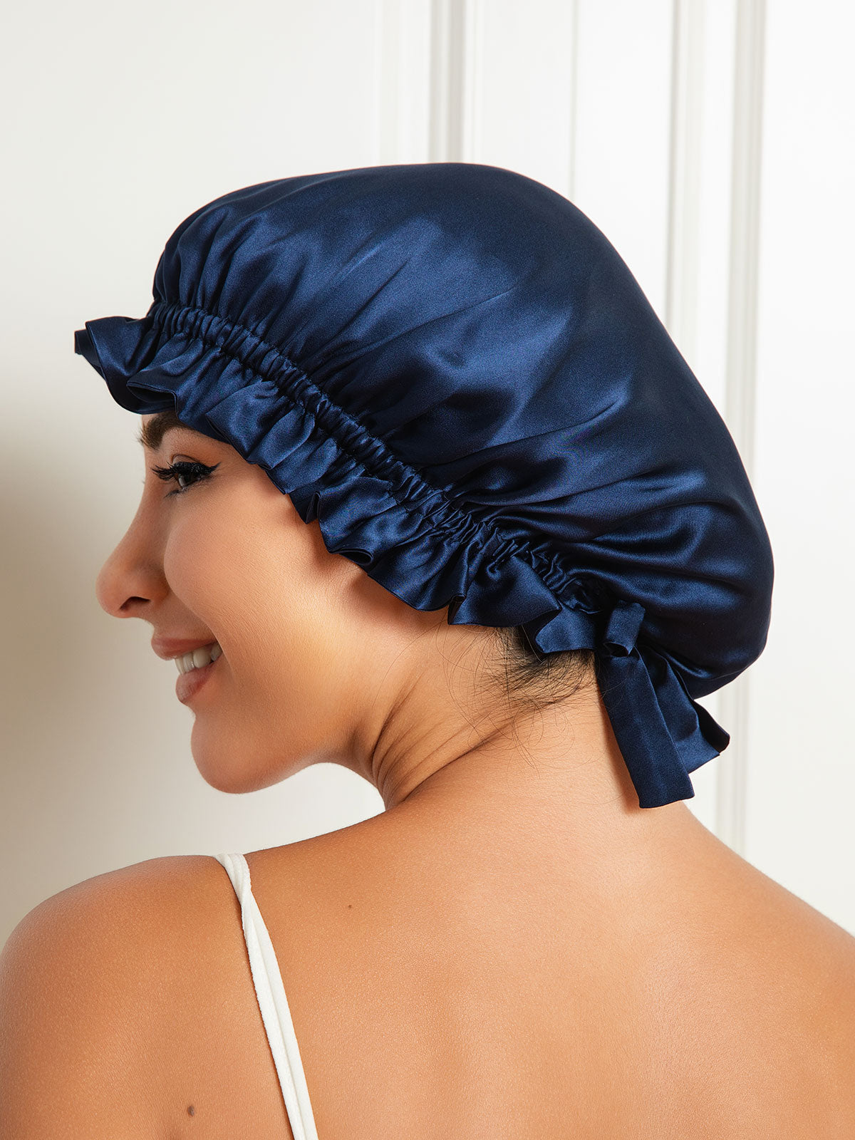 SilkSilky-UK Pure Silk Sleep Cap DarkBlue 001