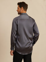 [Dark Gray] SilkSilky-UK Long Sleeve Lapel Collar Men's Shirt 002