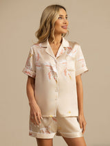 [Champagne] SilkSilky-UK Short Sleeve Lapel Collar Women's Pyjamas 004