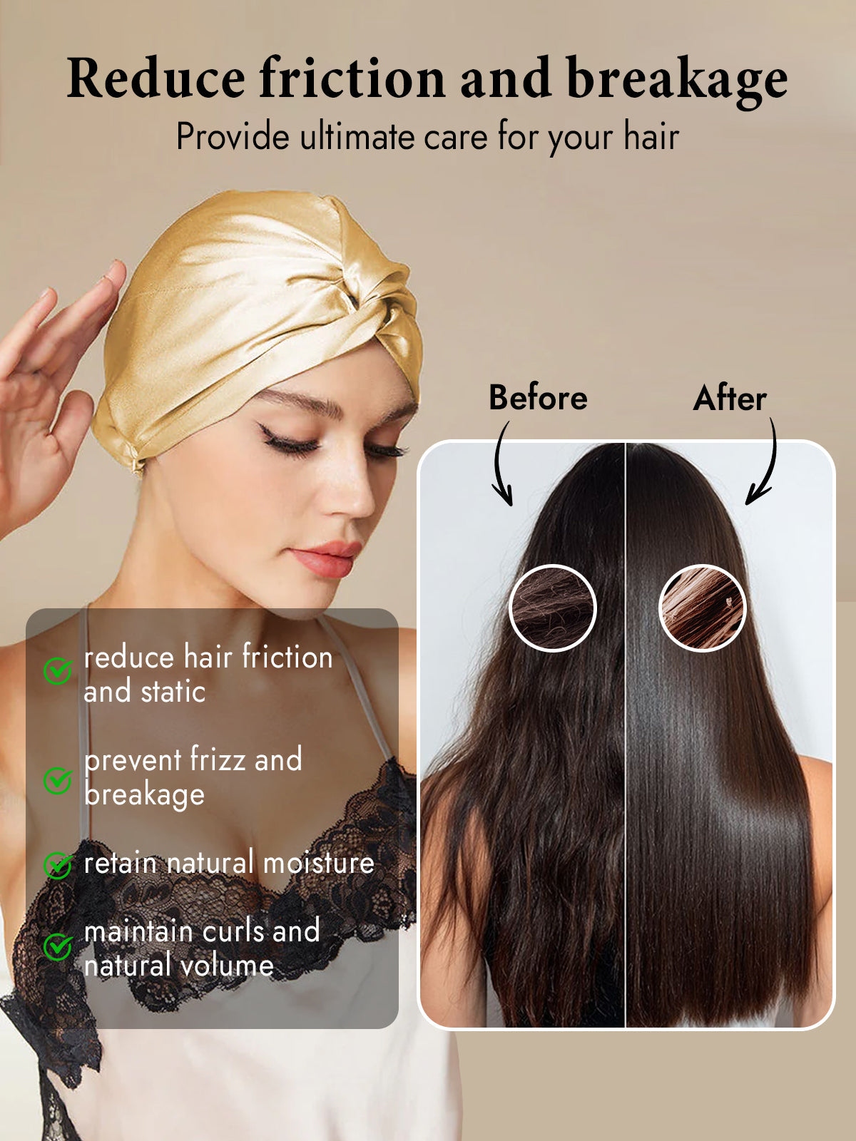 [Champagne] SilkSilky-UK Pure Silk Sleep Cap 004