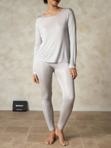 [Silver] SilkSilky-UK Silk Jersey Long Sleeve Round Neck Women's Long Johns 001