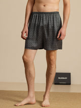 [Black Ginkgo] SilkSilky-UK Men's Sleep Shorts 001