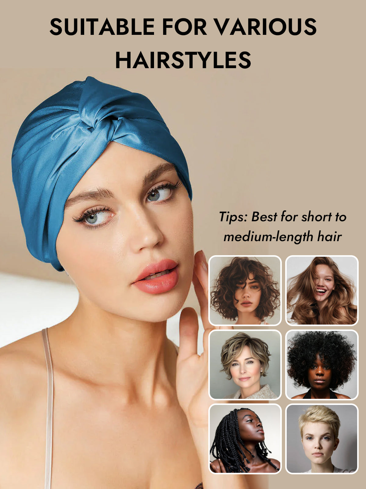 [Teal] SilkSilky-UK Pure Silk Sleep Cap 006