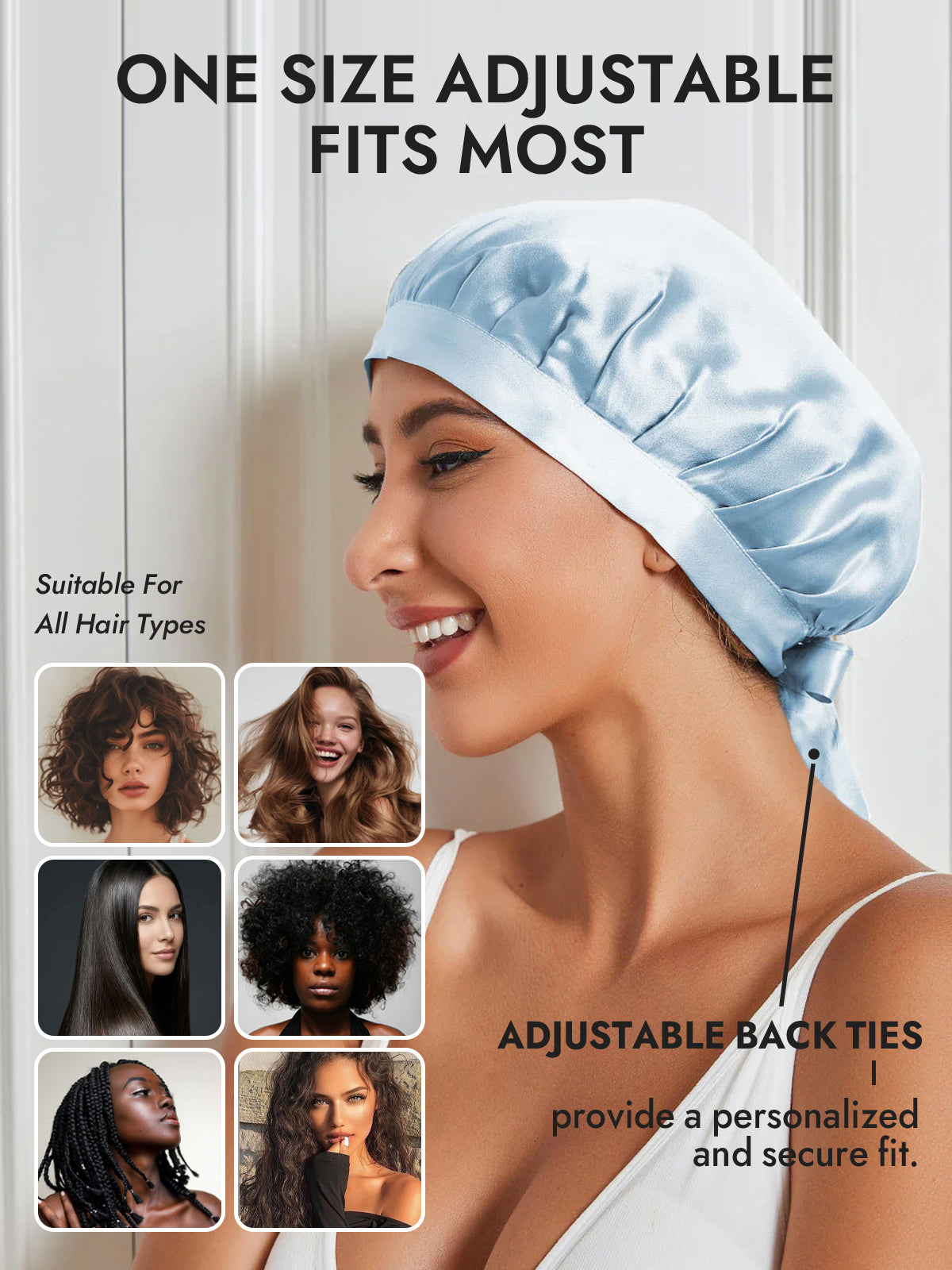 [Light Blue] SilkSilky-UK Pure Silk Sleep Cap 005