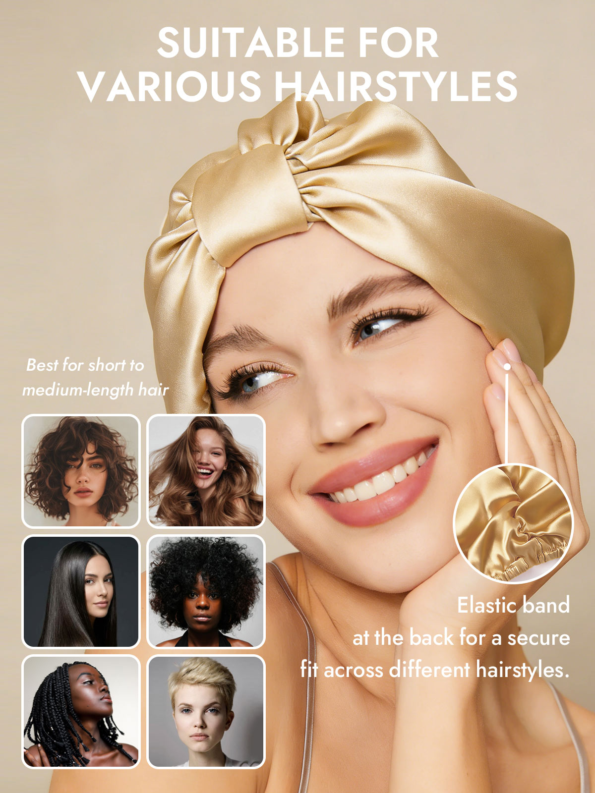 [Champagne] SilkSilky-UK Sleep Cap 005