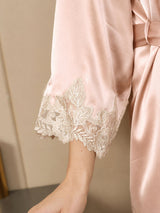 [Pink] SilkSilky-UK 3/4 Sleeve V Neck Nightdress&Dressing gowns 010
