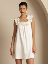 [White] SilkSilky-UK 19Momme Silk Sleeveless Square Neck Dress 003