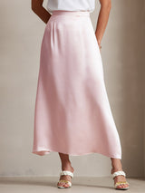 [Pink] SilkSilky-UK 19Momme Stretch Silk Charmeuse Skirt 003