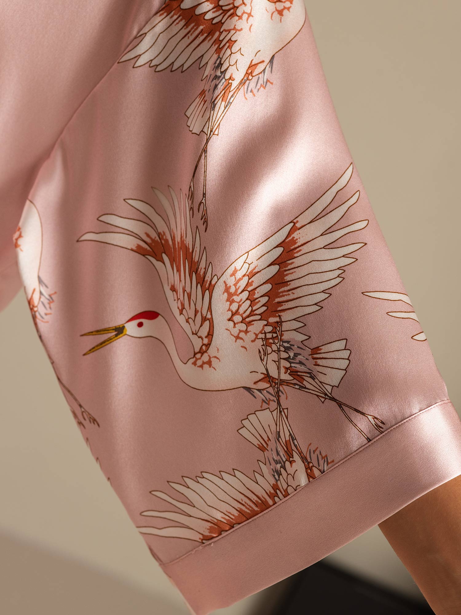 [Pink] SilkSilky-UK Pure Silk V Neck Women's Dressing Gown 004