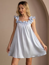 [Grayish Blue] SilkSilky-UK Sleeveless Square Neck Nightdress 004