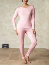 [Pink] SilkSilky-UK Silk Jersey Long Sleeve Round Neck Women's Long Johns 001