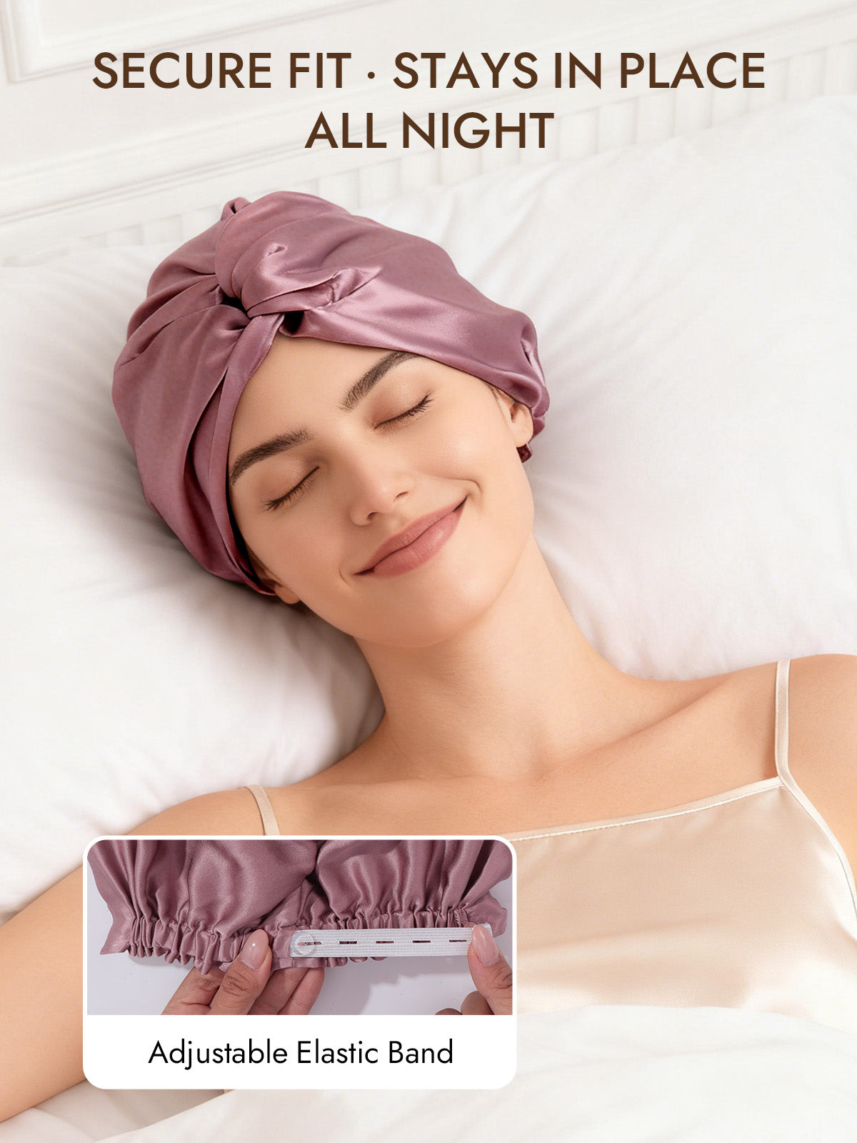 [Pale Mauve] SilkSilky-UK 22Momme Pure Silk Sleep Cap 004
