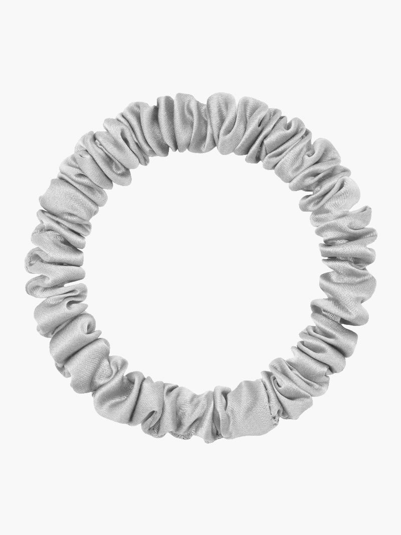 SilkSilky-UK 19Momme Pure Silk Scrunchie Silver 004