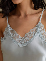 [Grayish Blue] SilkSilky-UK Spaghetti Strap V Neck Camisole Set 004