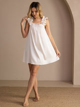 [White] SilkSilky-UK Sleeveless Square Neck Nightdress 007