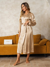 [Champagne] SilkSilky-UK Long Sleeve Women's Dressing Gown 005