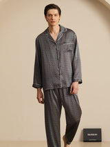 [Black Ginkgo] SilkSilky-UK 19Momme Long Sleeve Notch Collar Men's Pyjamas 003
