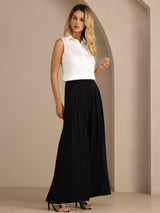 [White] SilkSilky-UK Sleeveless Lapel Collar Women's Shirt 008