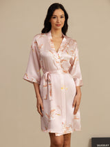 [Pink] SilkSilky-UK 3/4 Sleeve Women's Dressing Gown 005