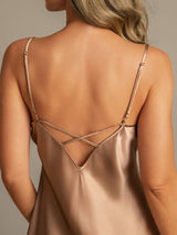 [Brown] SilkSilky-UK Spaghetti Strap V Neck Nightdress 005