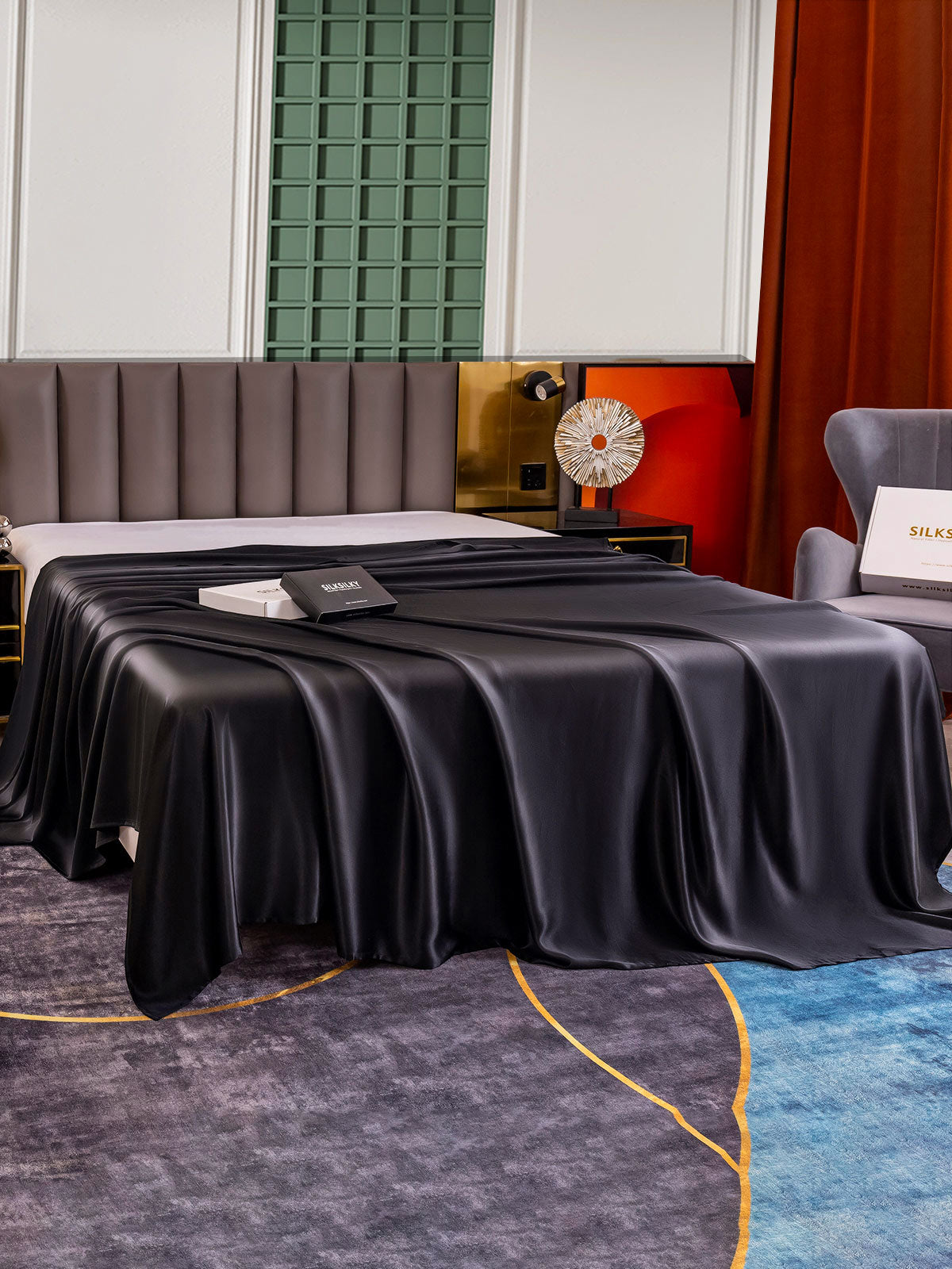 [Black] SilkSilky-UK 25Momme Pure Silk Sheet 003
