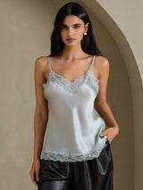 [Grayish Blue] SilkSilky-UK Spaghetti Strap V Neck Camisole 003