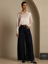 [Light Pink] SilkSilky-UK Long Sleeve Lapel Collar Women's Shirt 005