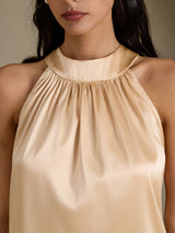 [Champagne] SilkSilky-UK Sleeveless Halter Women's T-Shirt 004
