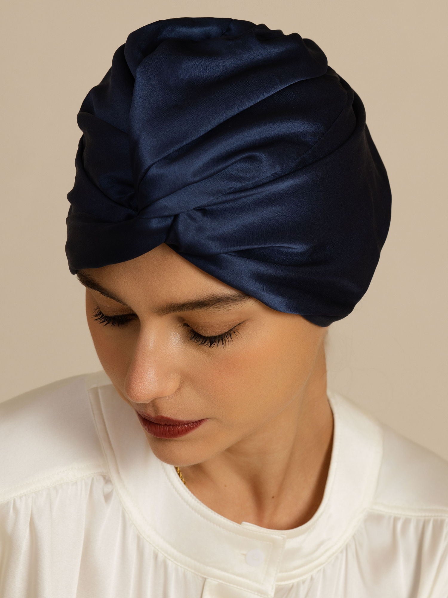 [Dark Blue] SilkSilky-UK 22Momme Sleep Cap 002