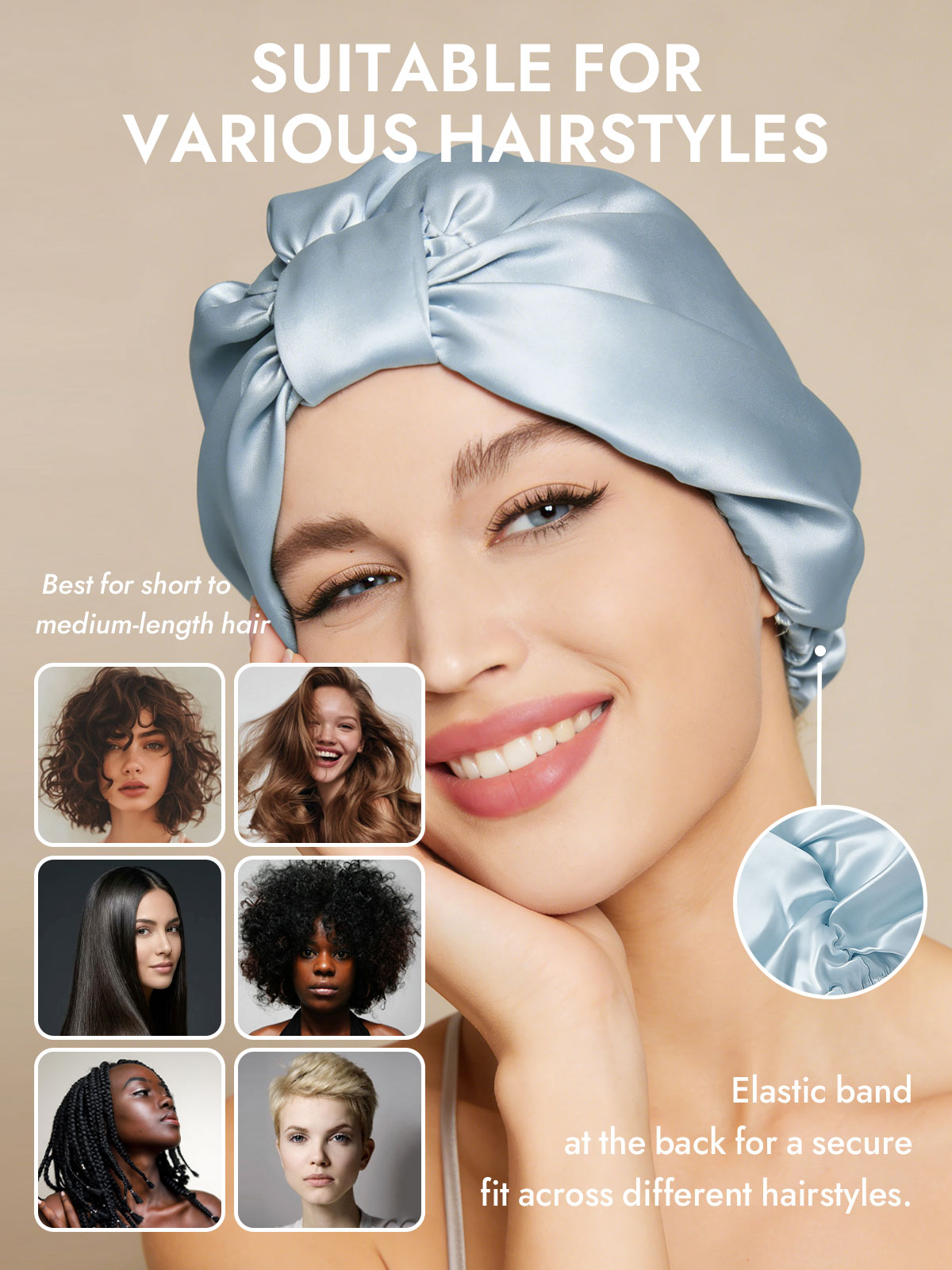 [Light Blue] SilkSilky-UK Sleep Cap 005