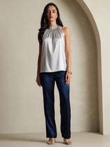 [Light Gray] SilkSilky-UK Sleeveless Halter Women's T-Shirt 006