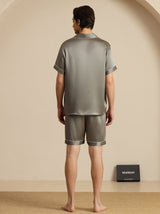 [Grayish Green] SilkSilky-UK Short Sleeve Notch Collar Men's Pyjamas 002