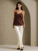 [Brown] SilkSilky-UK Spaghetti Strap V Neck Camisole 008