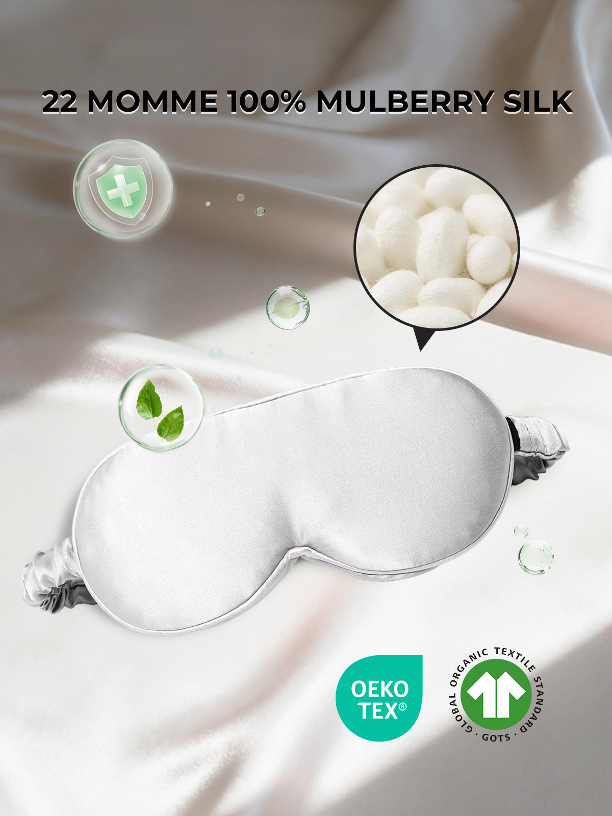 [Light Gray] SilkSilky-UK Pure Silk Eye Mask 002