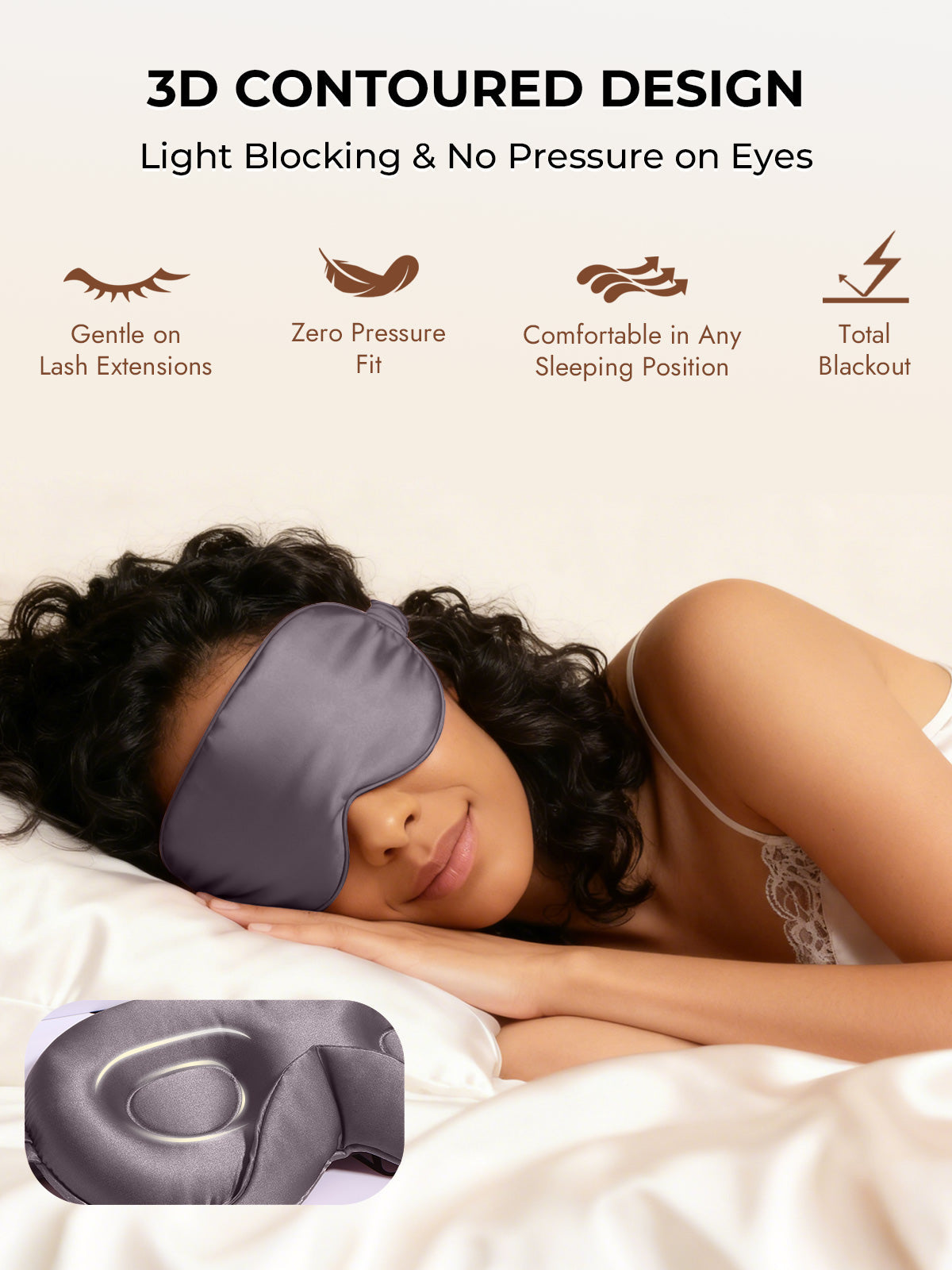 [Dark Gray] SilkSilky-UK Pure Silk Eye Mask 006