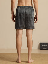 [Black Ginkgo] SilkSilky-UK Men's Sleep Shorts 002