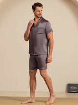 [Purple Gray] SilkSilky-UK Short Sleeve Notch Collar Men's Pyjamas 004