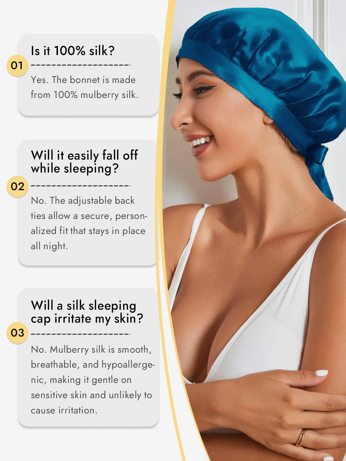 [Teal] SilkSilky-UK Pure Silk Sleep Cap 006