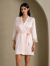 [Pink] SilkSilky-UK 3/4 Sleeve Women's Dressing Gown 001