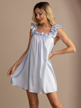 [Grayish Blue] SilkSilky-UK Sleeveless Square Neck Nightdress 005