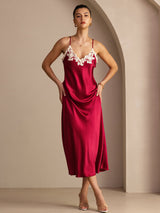 [Wine] SilkSilky-UK Spaghetti Strap V Neck Dress 005