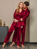 Couple Pure Silk Pyjama Sets Total 4Pcs