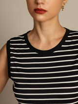 [Black Stripe] SilkSilky-UK Sleeveless Round Neck Camisole 004
