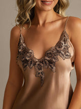 [Brown] SilkSilky-UK Spaghetti Strap V Neck Nightdress 004